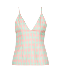 Top en soie imprimée diamond - Vert Pâle & Rose Pâle