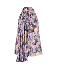 Top à col lavallière imprimé plumes - Gris Clair &  Multicolore