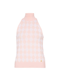 Haut en laine jacquard à col haut - Saumon &  Rose Pâle