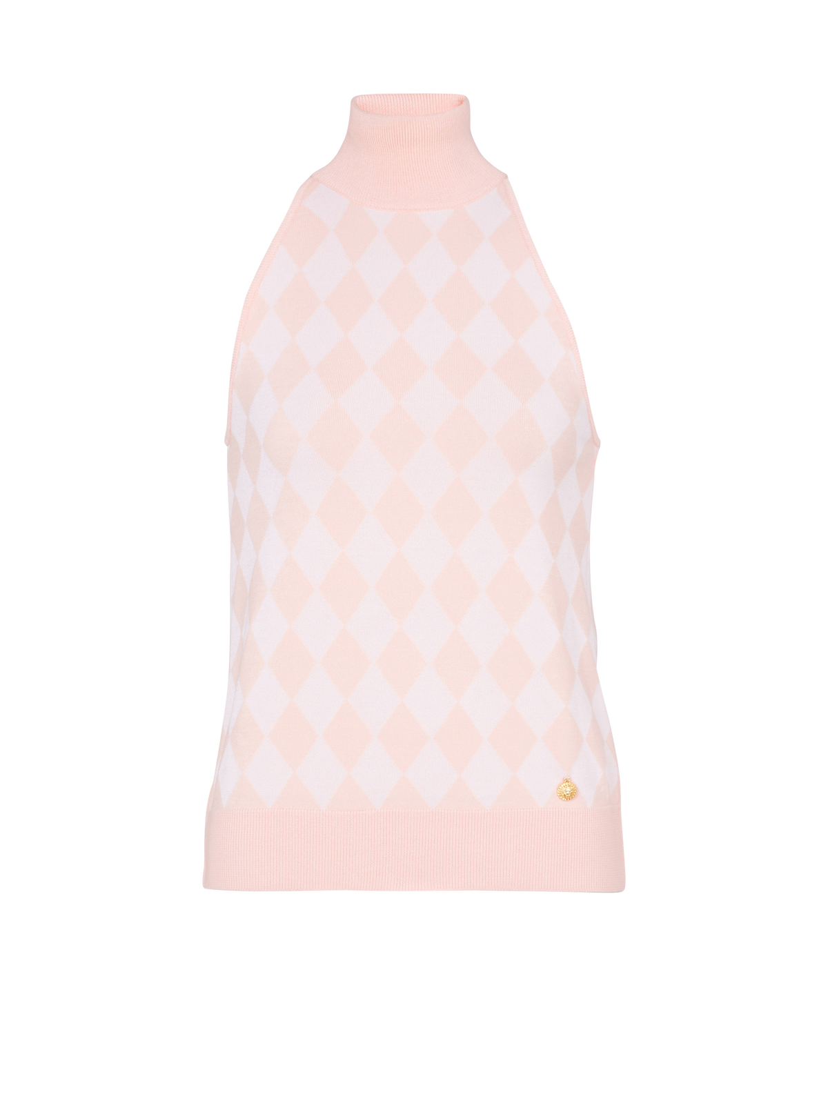 Haut en laine jacquard à col haut - Saumon &  Rose Pâle