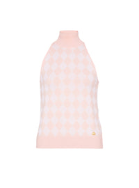 Wool high-neck top - Salmon & Pale Pink