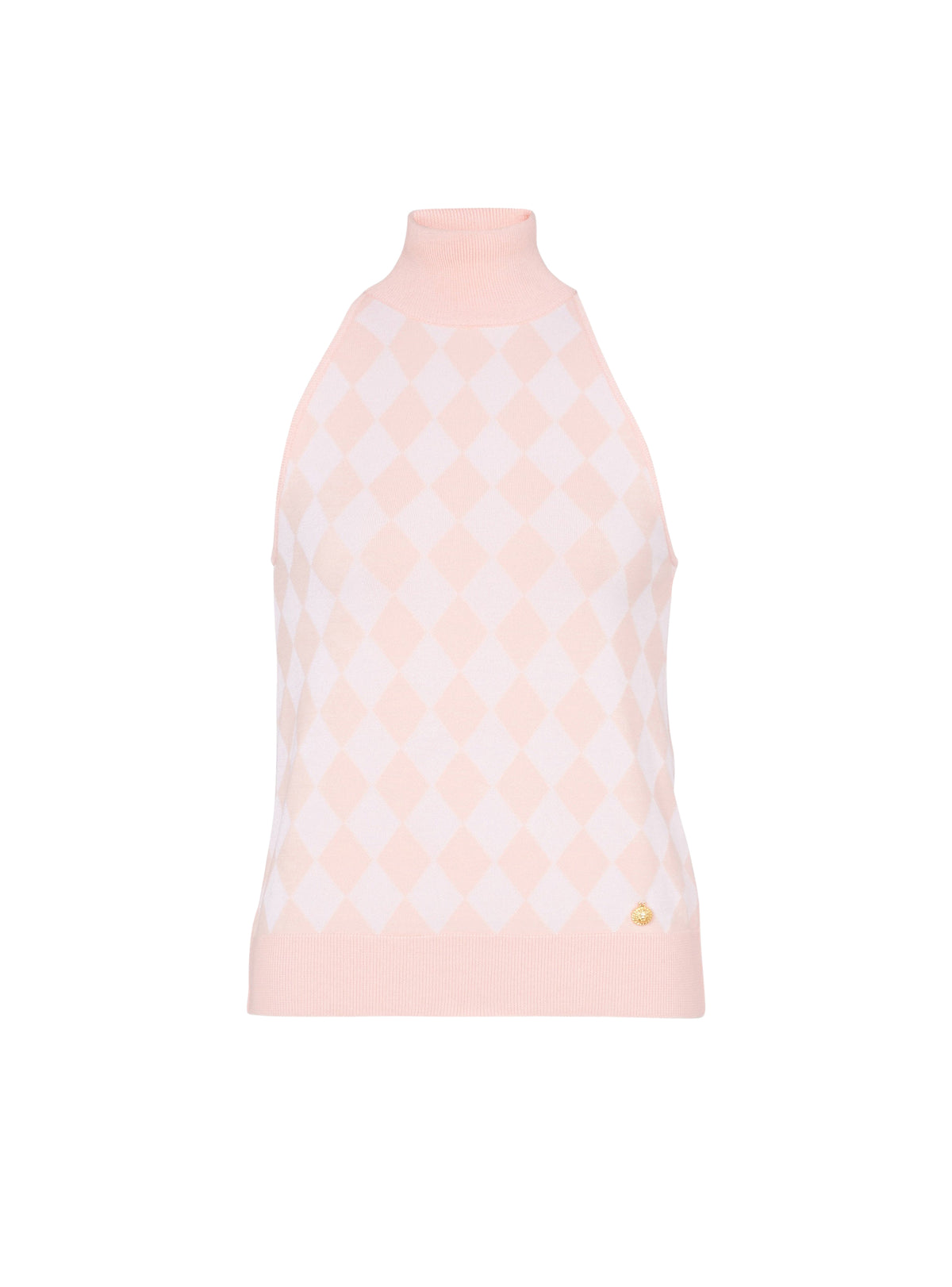 Wool high-neck top - Salmon & Pale Pink