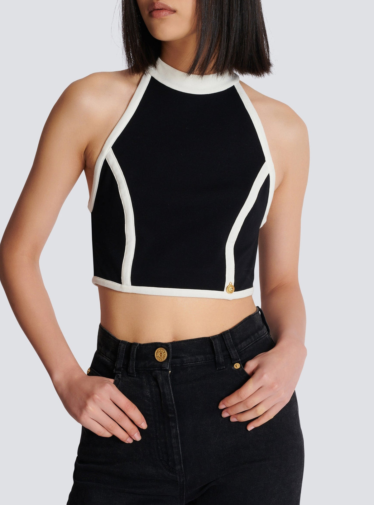 Top bicolore sans manches - Noir & Crème
