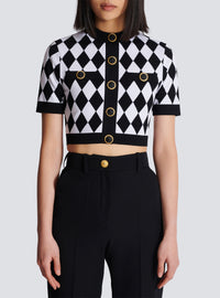 Top en maille jacquard diamond - Noir & Blanc