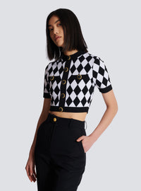 Top en maille jacquard diamond - Noir & Blanc