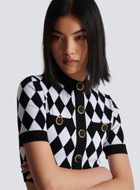 Top en maille jacquard diamond - Noir & Blanc