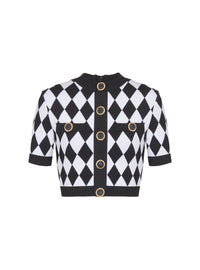 Top en maille jacquard diamond - Noir & Blanc