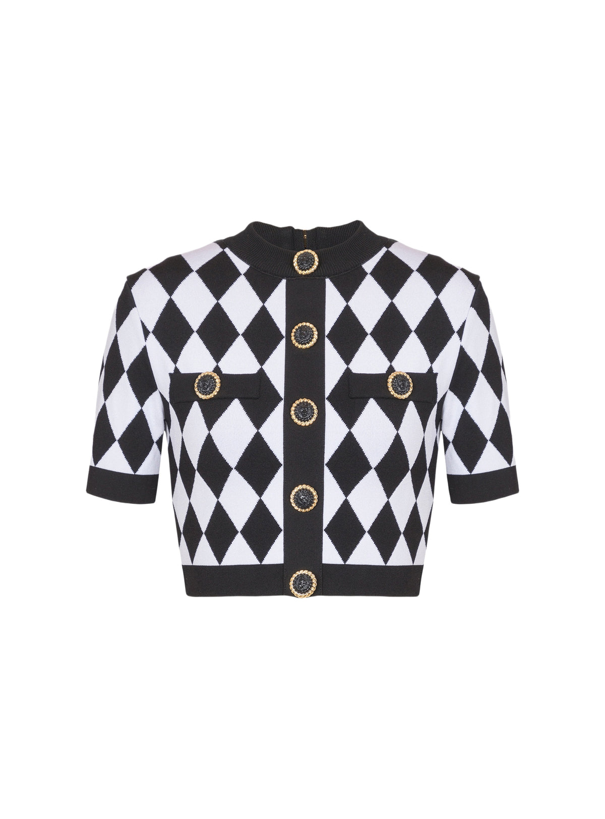 Top en maille jacquard diamond - Noir & Blanc