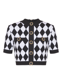 Top en maille jacquard diamond - Noir & Blanc