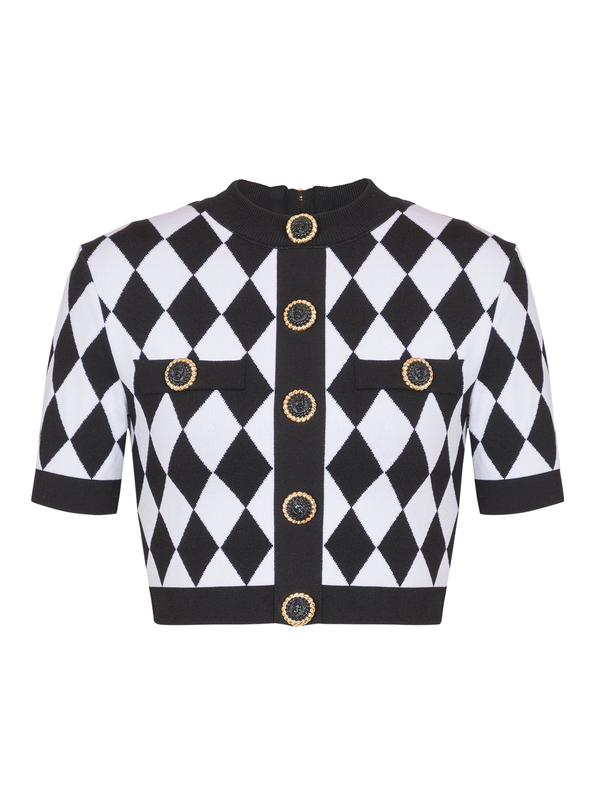 Top en maille jacquard diamond - Noir & Blanc