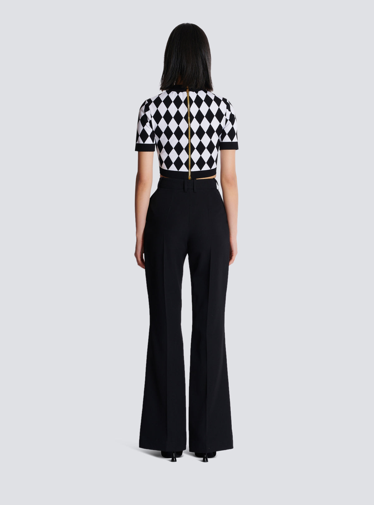 Top en maille jacquard diamond - Noir & Blanc