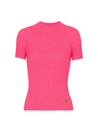 Top en maille côtelée - Rose
