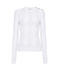 Haut 3 boutons en maille - Blanc