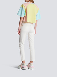 Palm tree print T-shirt - Lemon Yellow & Coral Orange & Bleu Ci
