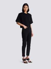 Sweat-shirt court à boutons - Noir
