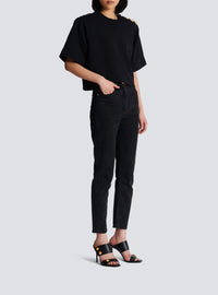 Sweatshirt court à boutons - Noir
