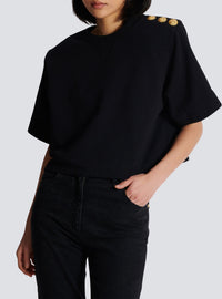 Sweatshirt court à boutons - Noir