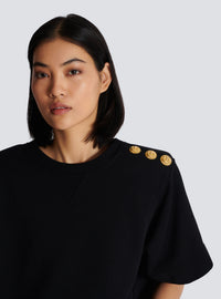 Sweat-shirt court à boutons - Noir