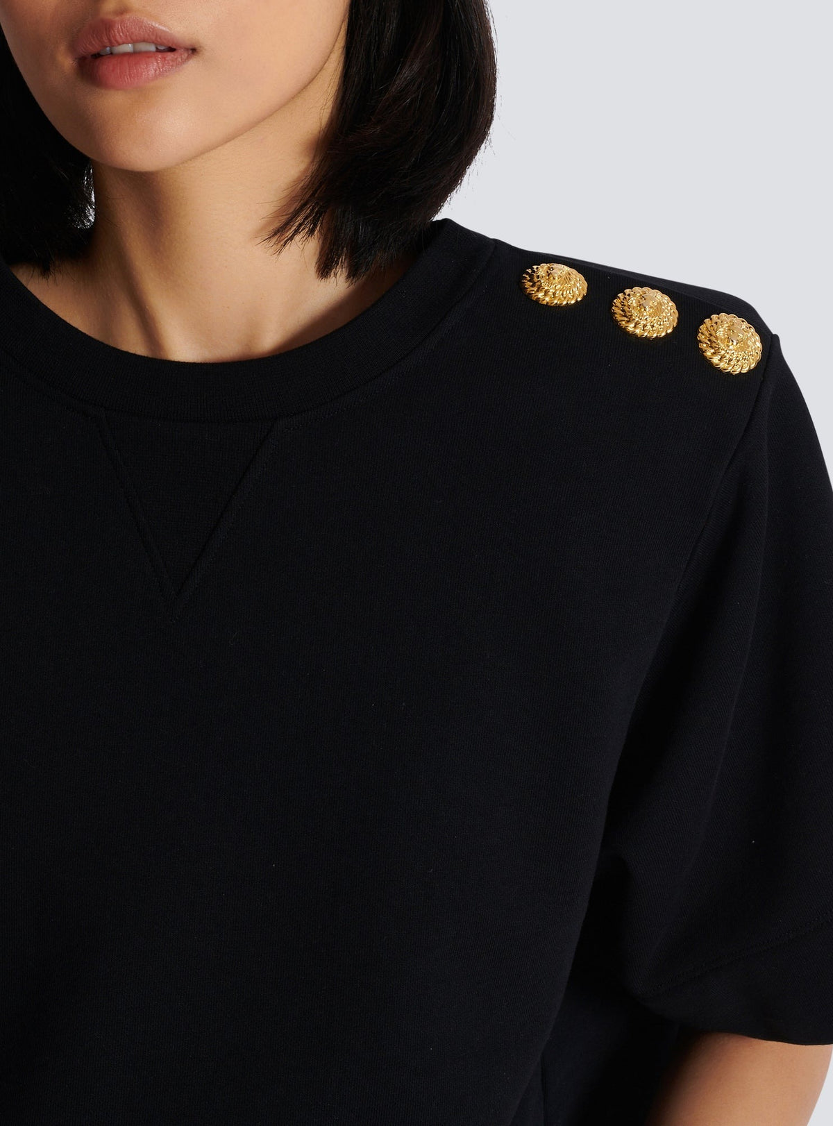 Sweatshirt court à boutons - Noir