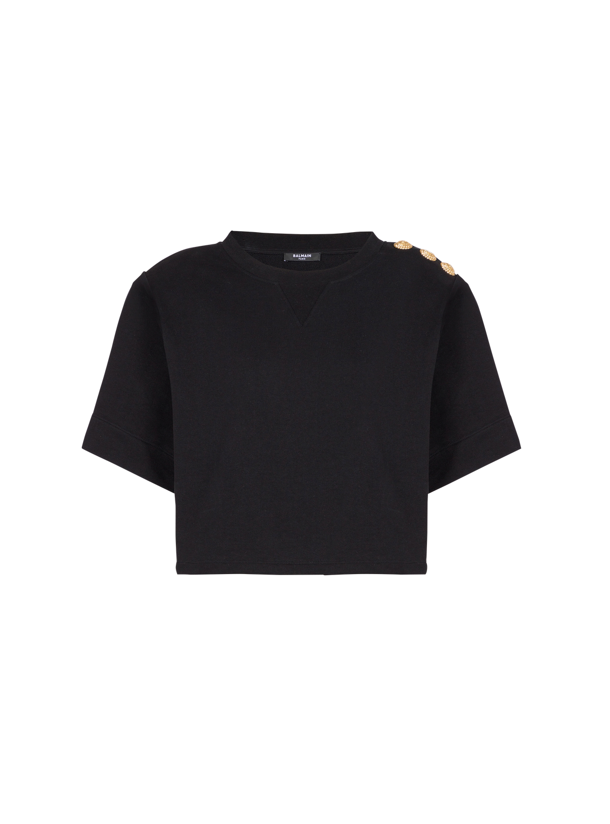 Sweat-shirt court à boutons - Noir
