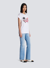 T-shirt imprimé balmain flamant rose - Multicolore