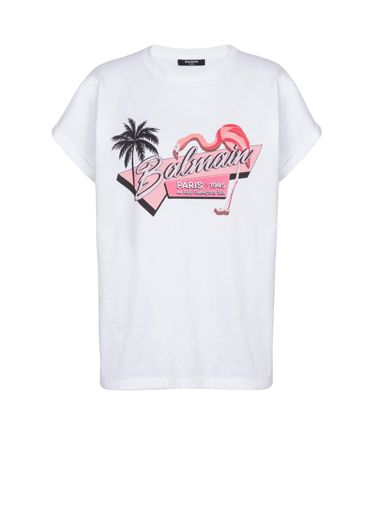 T-shirt imprimé balmain flamant rose - Multicolore