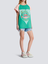 T-shirt imprimé Flamant Rose - Vert Jade & Saumon & Multicolore