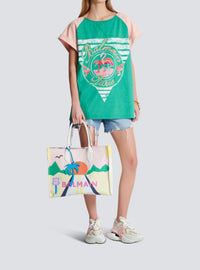 T-shirt imprimé Flamant Rose - Vert Jade & Saumon & Multicolore