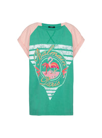 T-shirt imprimé Flamant Rose - Vert Jade & Saumon & Multicolore