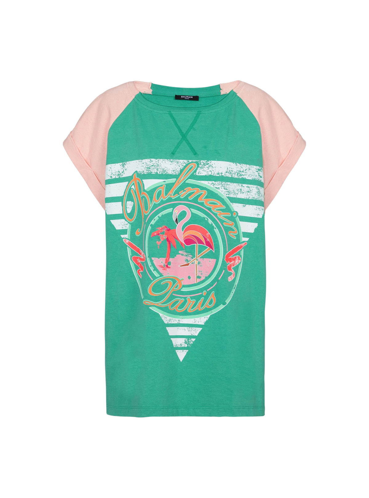 T-shirt imprimé Flamant Rose - Vert Jade & Saumon & Multicolore