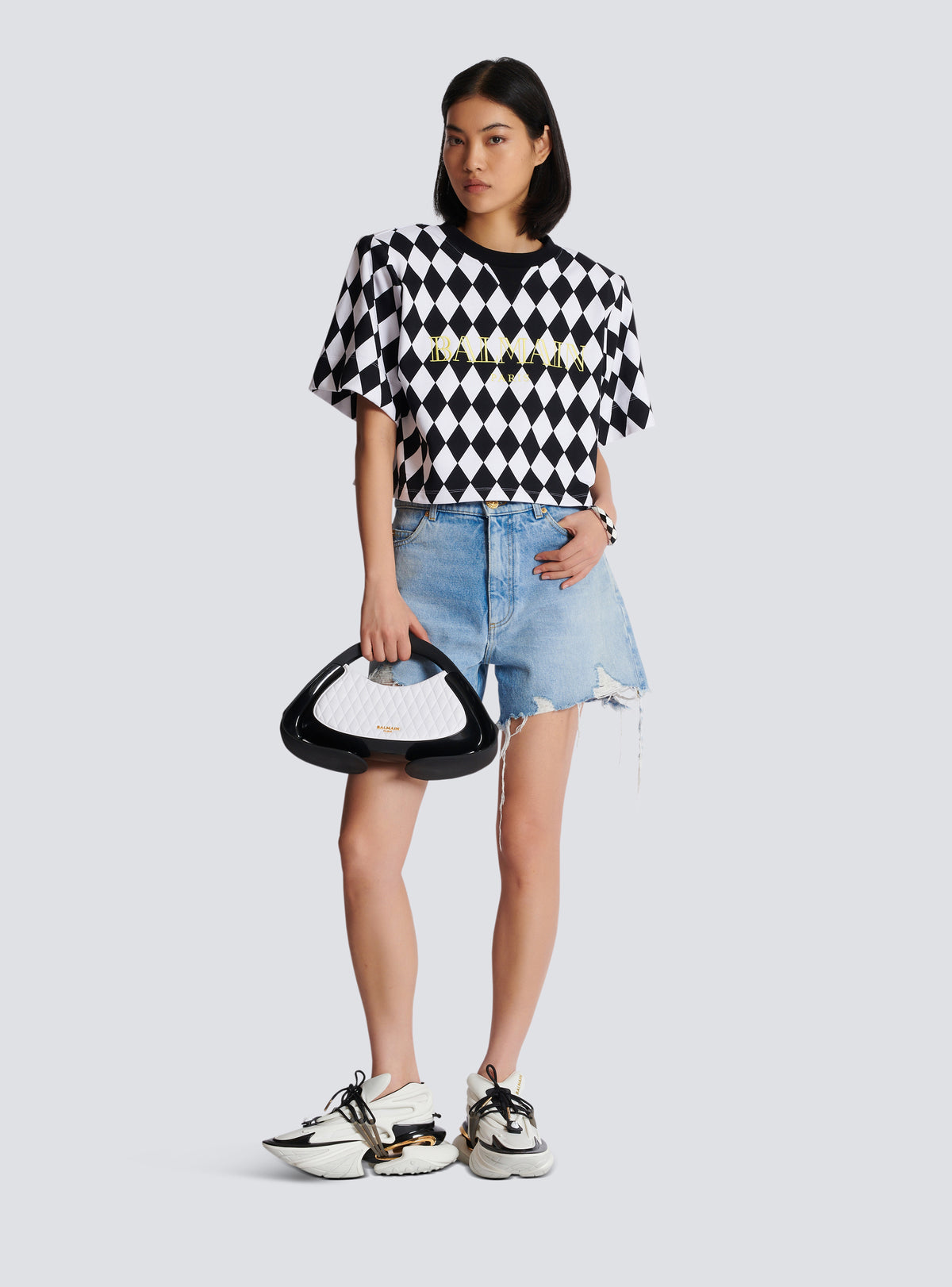 Sweat diamant imprimé crop - Noir