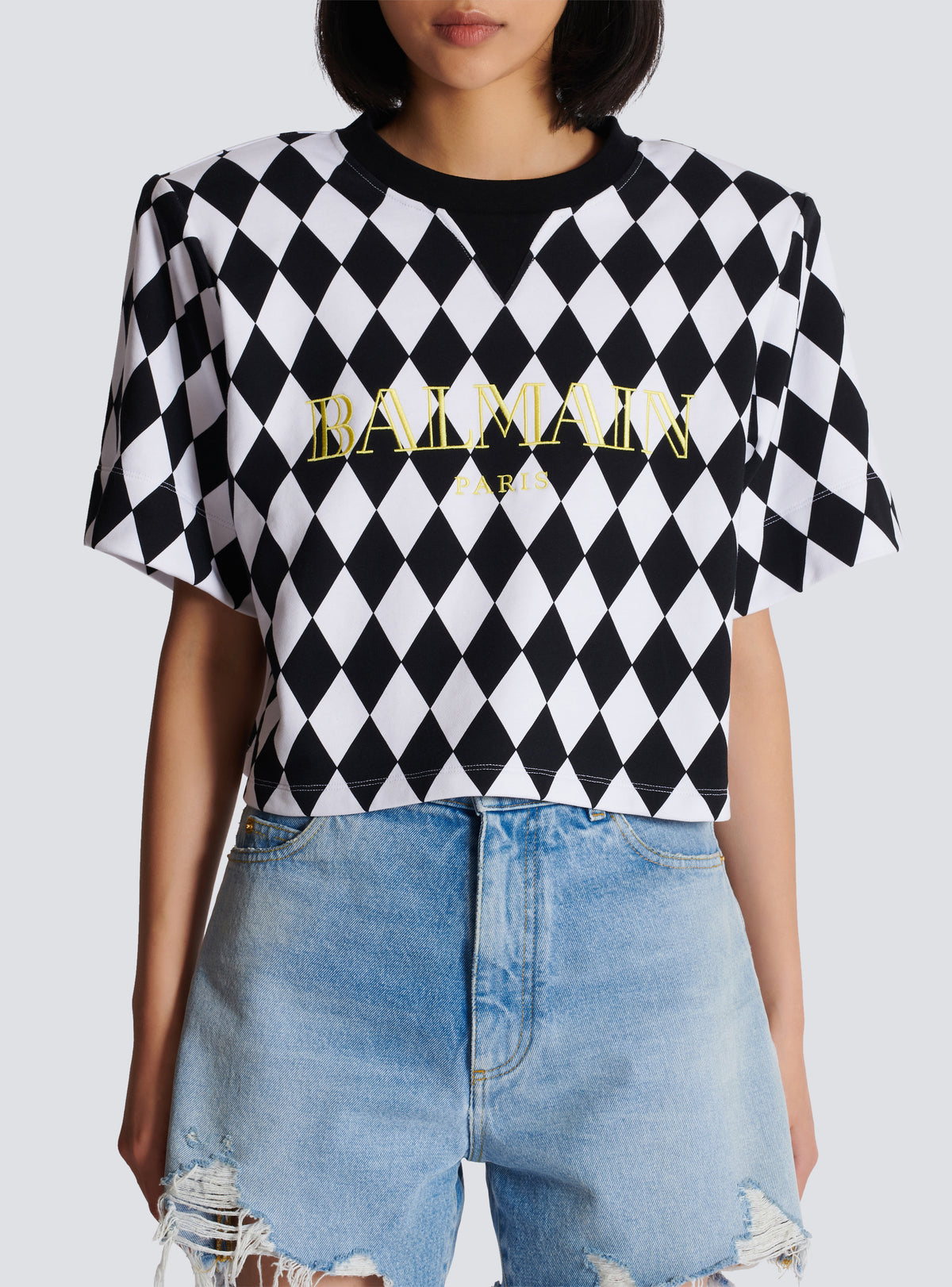 Sweat diamant imprimé crop - Noir