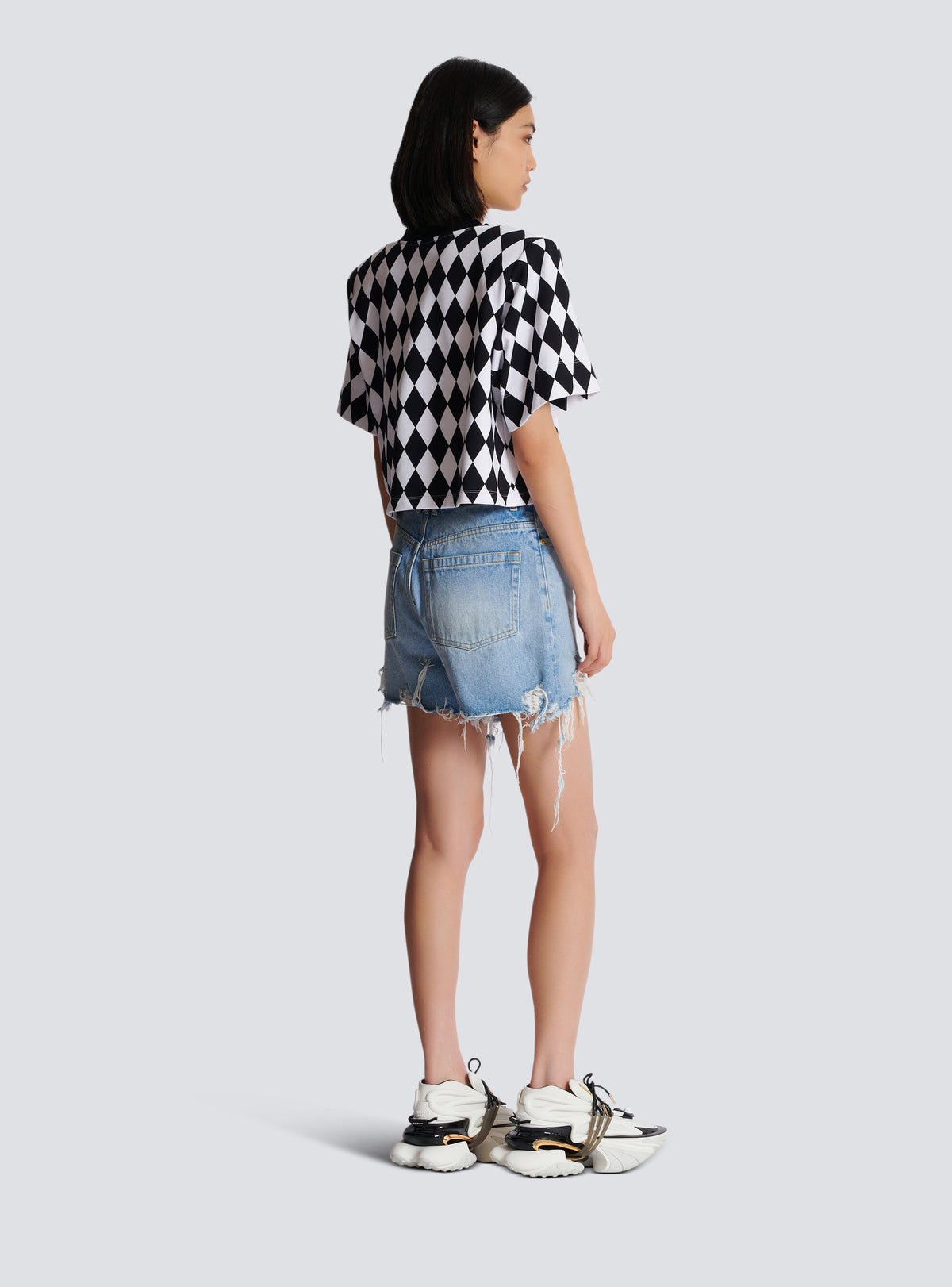 Sweat diamant imprimé crop - Noir