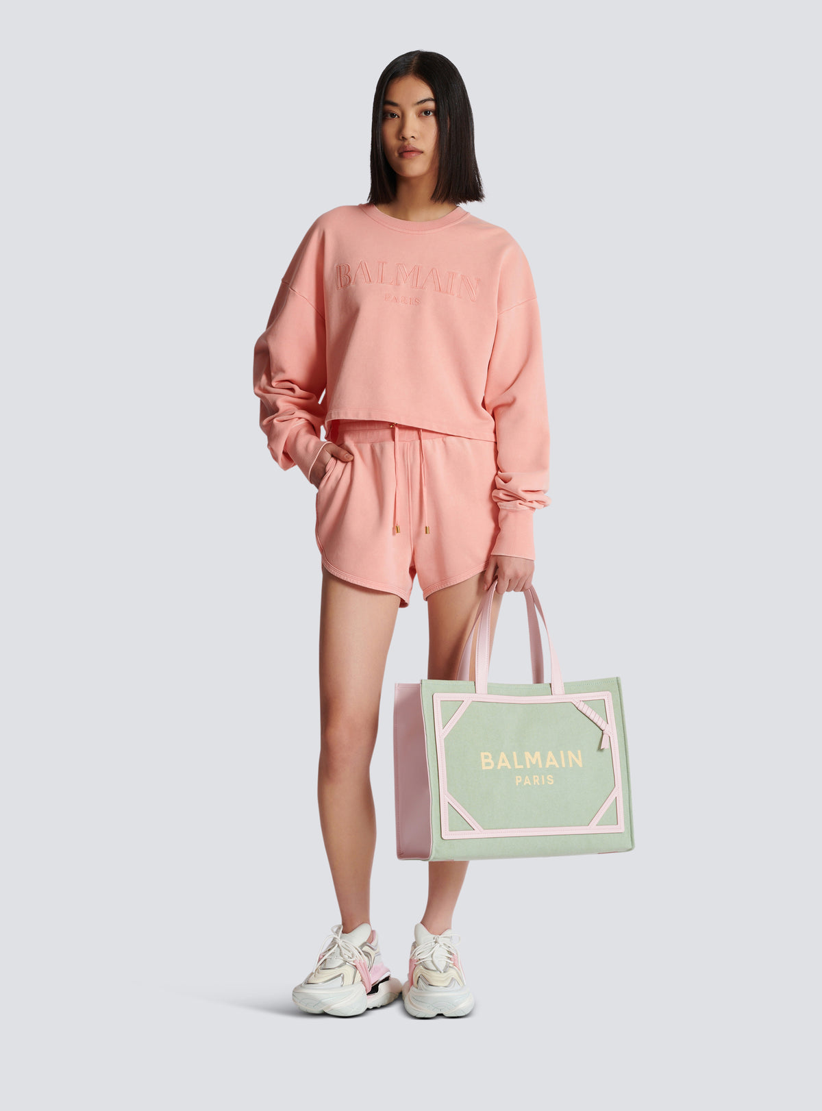 Sweat-shirt avec broderie balmain vintage - Saumon  &  Saumon