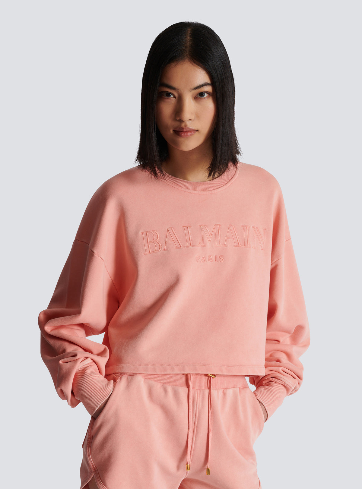 Sweat-shirt avec broderie balmain vintage - Saumon  &  Saumon