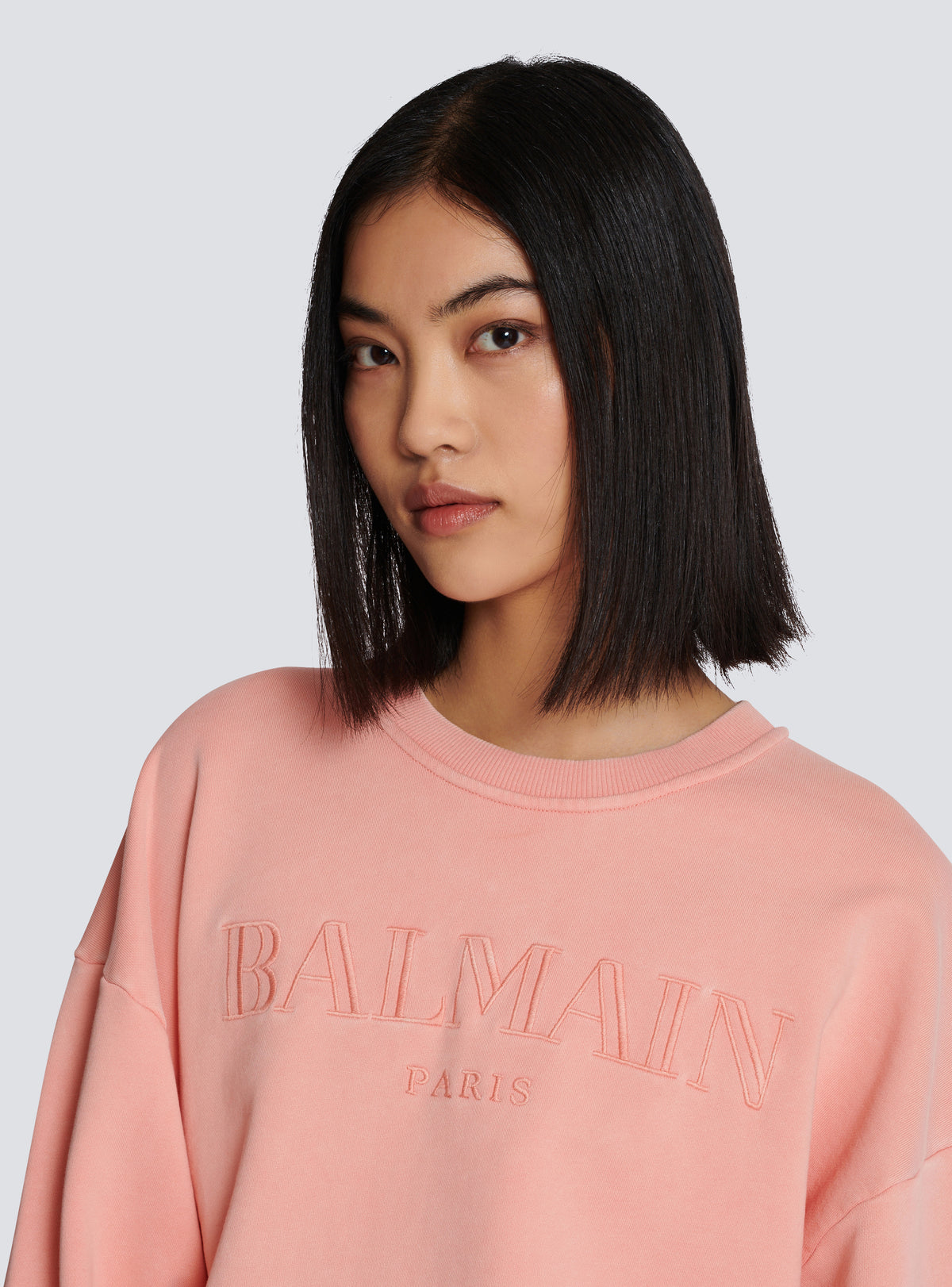 Sweat-shirt avec broderie balmain vintage - Saumon  &  Saumon