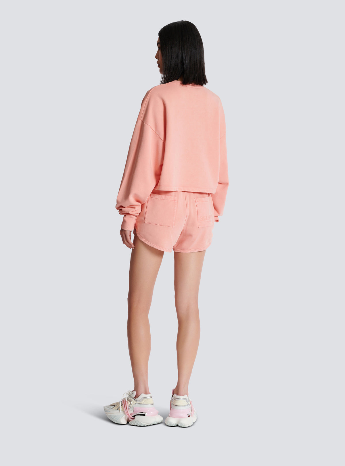 Sweat-shirt avec broderie balmain vintage - Saumon  &  Saumon