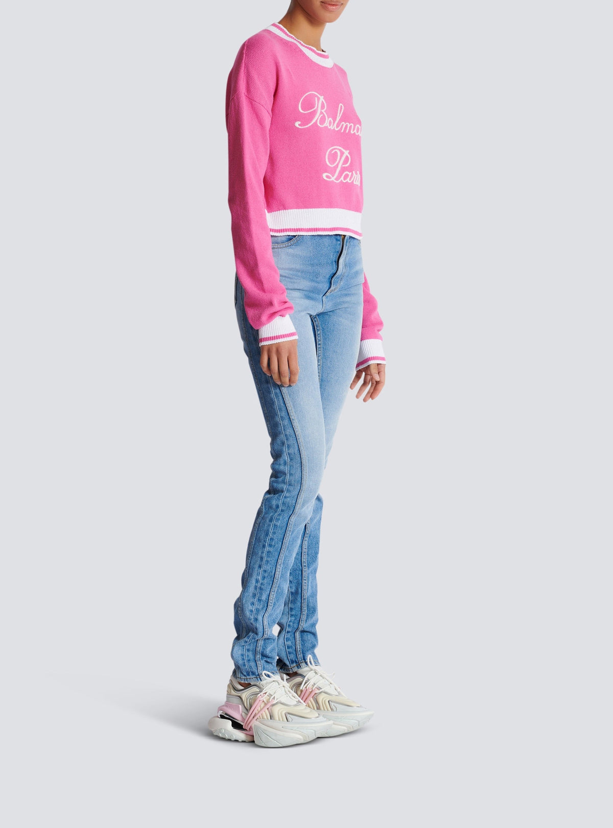 Pull en maille - Rose & Blanc