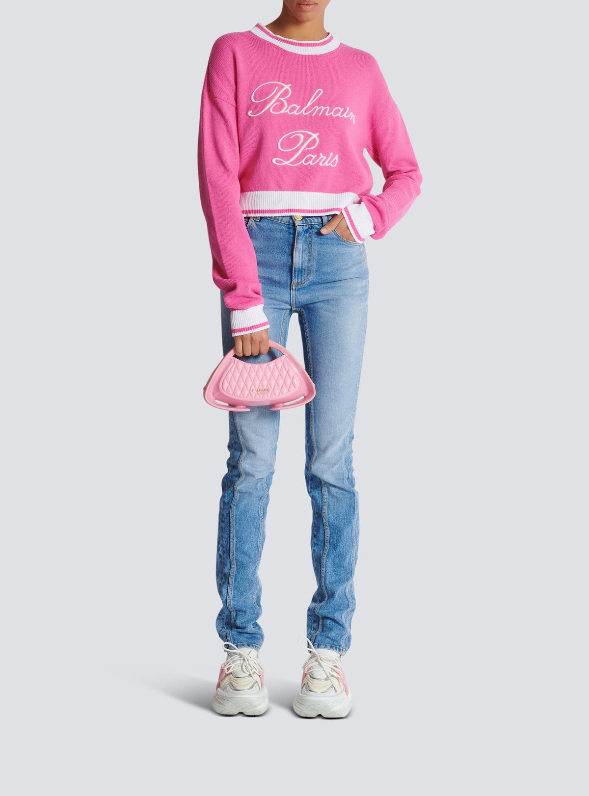 Pull en maille - Rose & Blanc