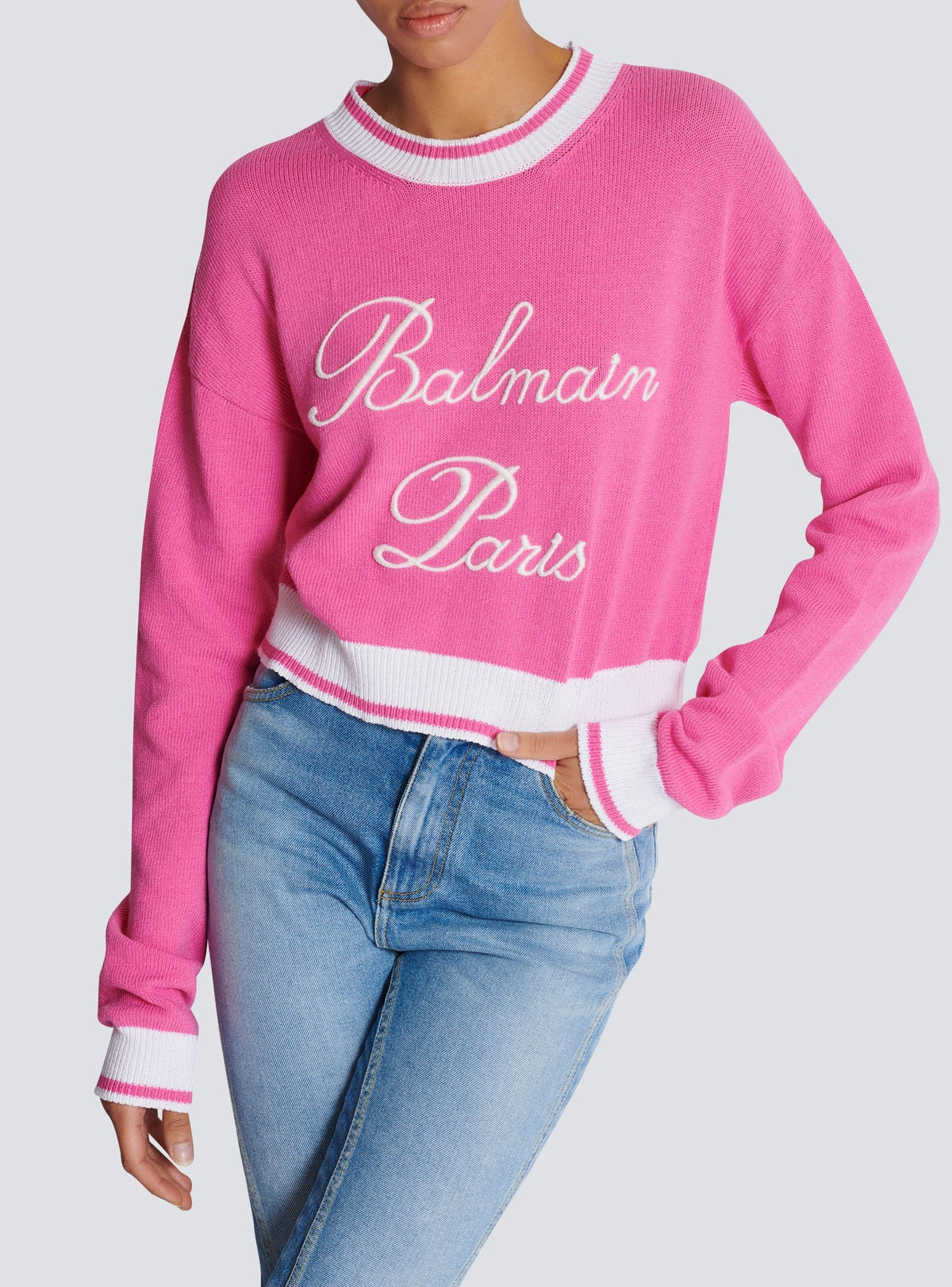 Pull en maille - Rose & Blanc