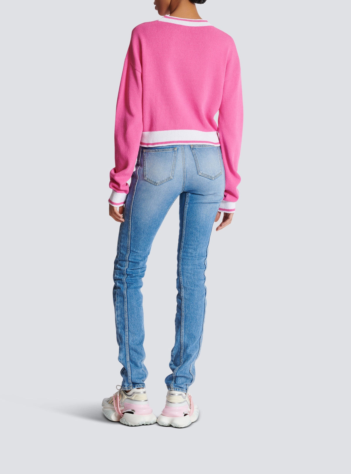 Pull en maille - Rose & Blanc