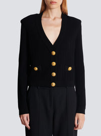 Cardigan court en maille - Noir