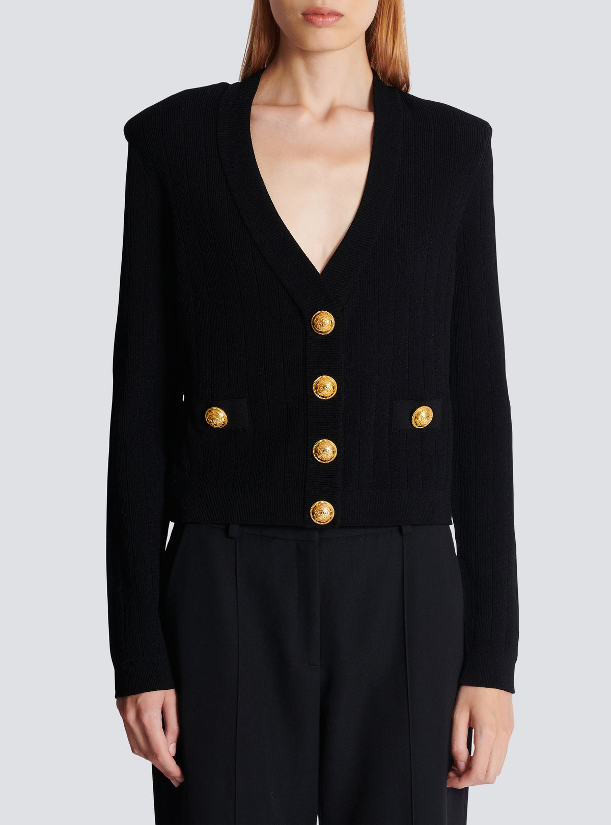 Cardigan court en maille - Noir