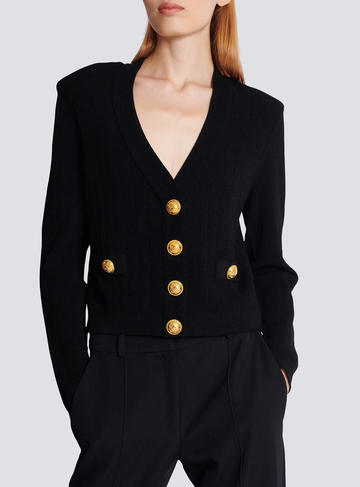 Cardigan court en maille - Noir