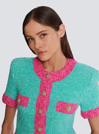 Cardigan court en maille bicolore - Multicolore