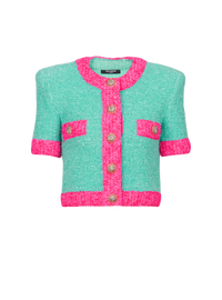 Cardigan court en maille bicolore - Multicolore