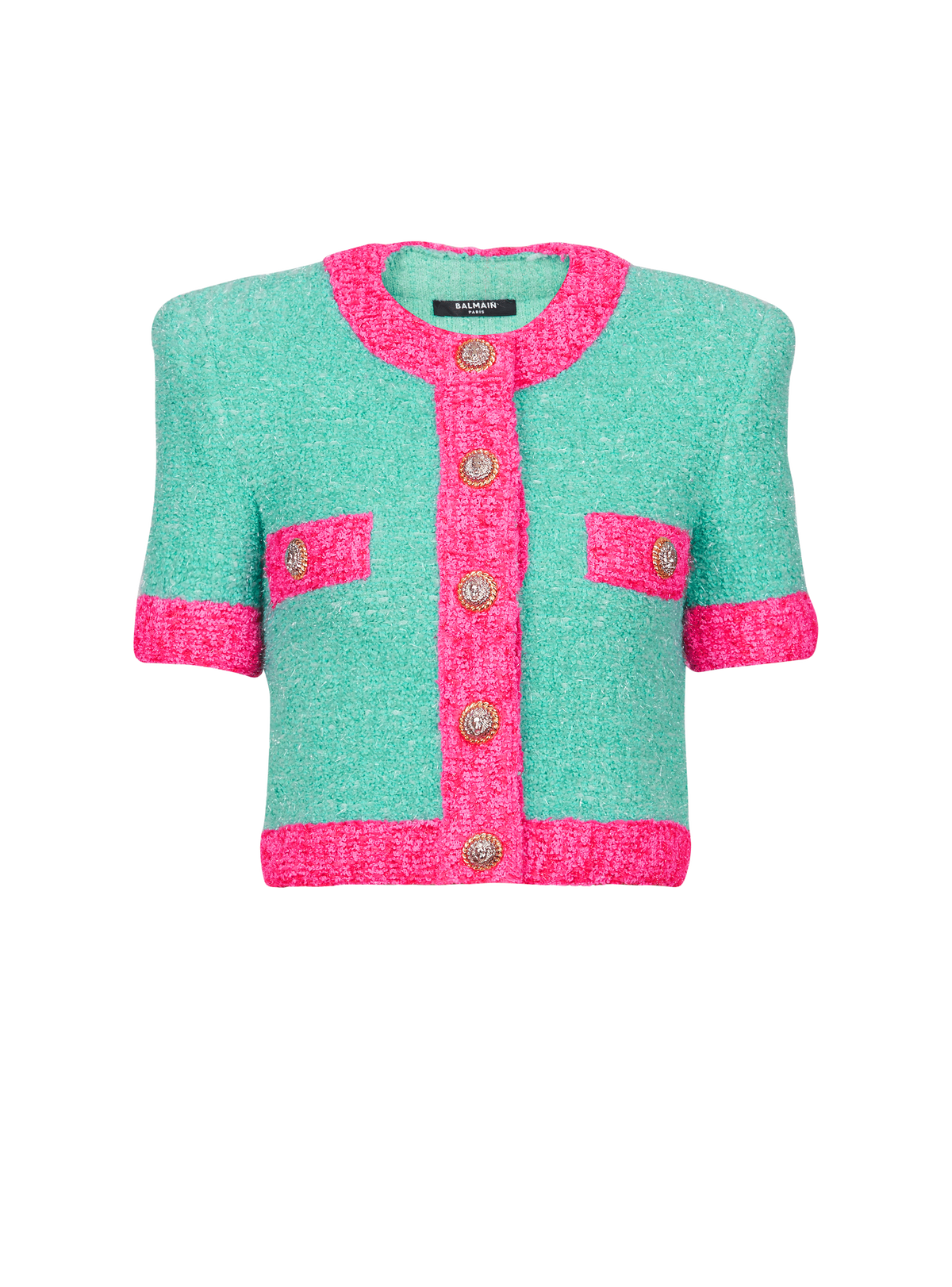 Cardigan court en maille bicolore - Multicolore