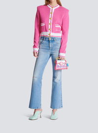 Cardigan en maille - Rose & Blanc