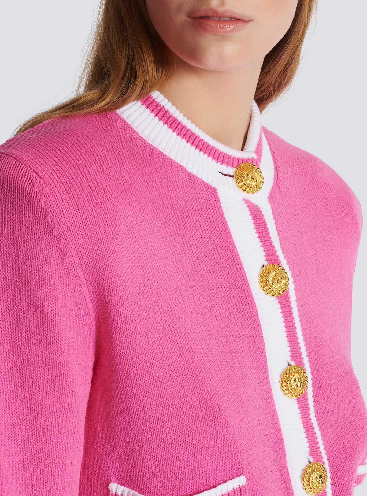 Cardigan en maille - Rose & Blanc