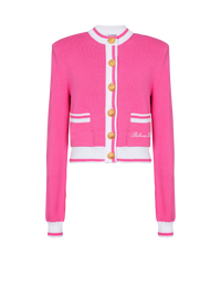 Cardigan en maille balmain signature - Rose & Blanc